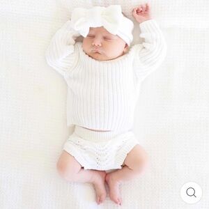 Caden Lane White Knit Baby Set